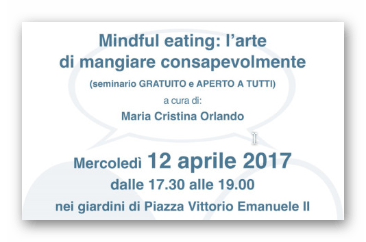 12 aprile 2017 “Mindful Eating” in Piazza della Salute a Piazza Vittorio
