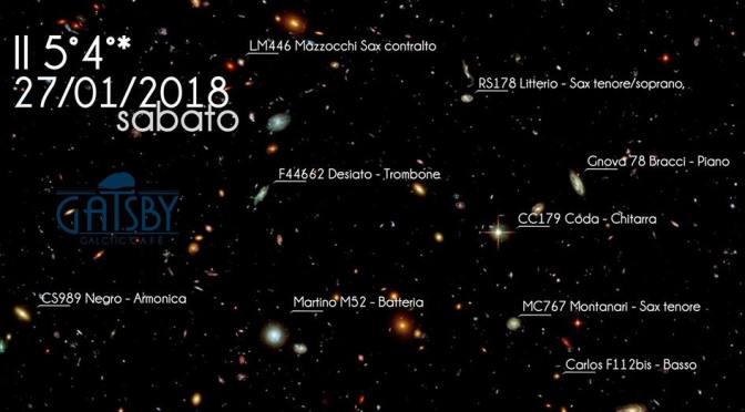 27 gennaio 2018 “Il 5°4°: a Jazz Odissey” al Gatsby Cafè