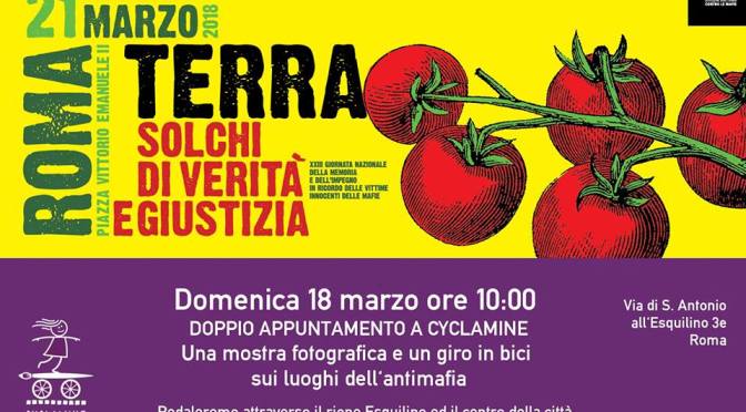 18 marzo 2018 Cyclamine e Libera insieme per una mostra e una pedalata