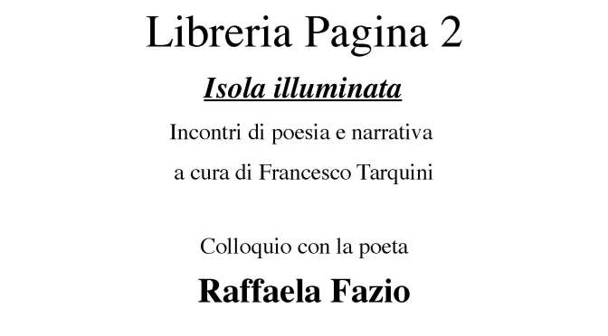 14 aprile 2018 “Isola illuminata” incontri di poesia e narrativa presso la Libreria Pagina 2
