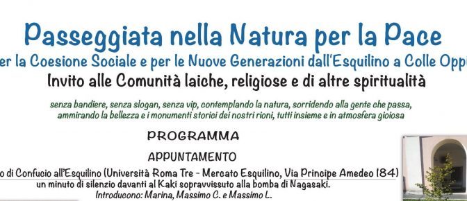 12 maggio 2019 “Passeggiata della Natura per la Pace” per le vie del Rione Esquilino