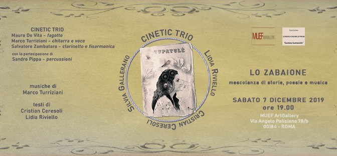 7 dicembre 2019 “Lo Zabaione. Mescolanza di storie, poesia e musica” al Muef ArtGallery