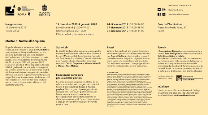 19 dicembre 2019 – 9 gennaio 2020 Le Mostre di Natale all’Acquario Romano