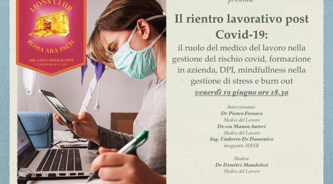 19 giugno 2020 “Il rientro lavorativo post Covid 19” Webinar gratuito su Facebook
