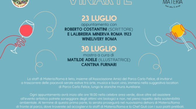 23 e 30 luglio 2020 “Vinarte” al Parco di via Carlo Felice