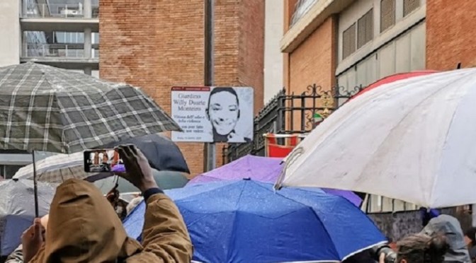 Alcune immagini della cerimonia di intitolazione del giardino di Piazza G Pepe a Willy Montero Duarte
