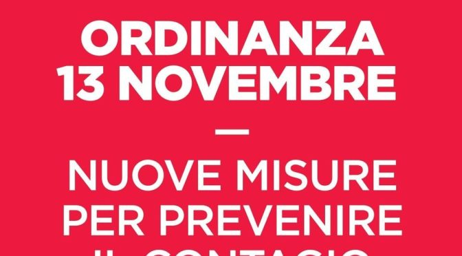 Regione Lazio: nuova ordinanza del 13 novembre 2020