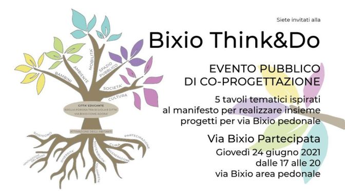 24 giugno 2021 “Bixio Think&Do” evento pubblico di co-progettazione nell’area pedonale di via Bixio