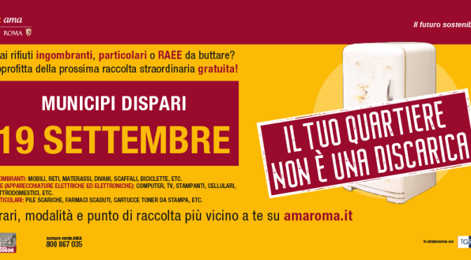 19 settembre 2021 Raccolta straordinaria dei rifiuti ingombranti RINVIATA