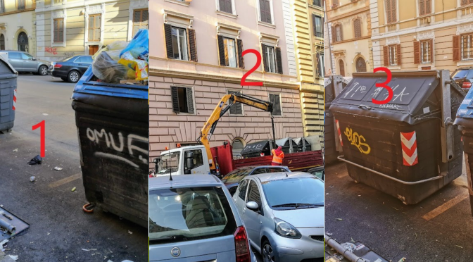 La strane strategie dell’AMA: a via Principe Umberto sparisce il cassonetto dell’umido