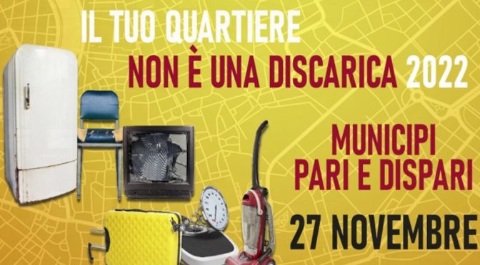 27 novembre 2022 Raccolta domenicale straordinaria gratuita dei rifiuti ingombranti nei Municipi pari e dispari