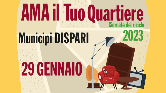 29/1/2023 Raccolta domenicale straordinaria gratuita dei rifiuti ingombranti nei Municipi dispari