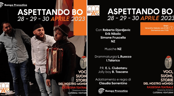 Dal 28 al 30/4/23 “Aspettando BO” al Teatro Binario 30