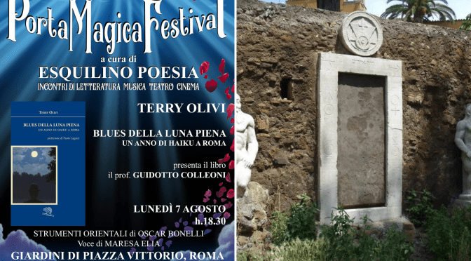 7/8/23 “Porta Magica Festival” presentazione del libro “Blues della Luna Piena” nel Giardino di Piazza Vittorio