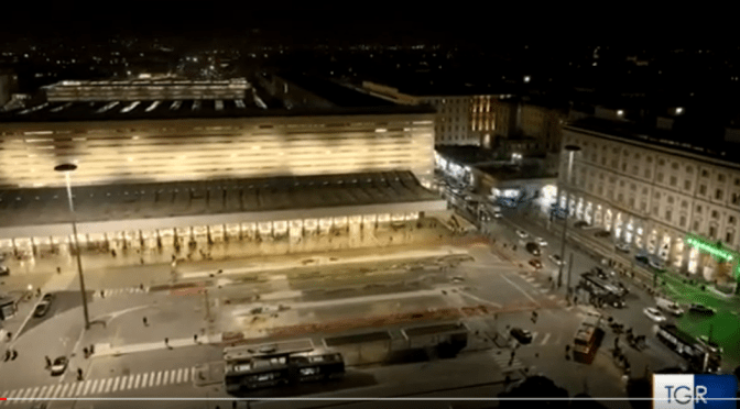 30/11/23 La Stazione Termini sorvegliata speciale. Anche il TG3 Regione se ne occupa e nel servizio si vede chiaramente quello che è successo nel cielo dell’Esquilino la sera del 29 novembre