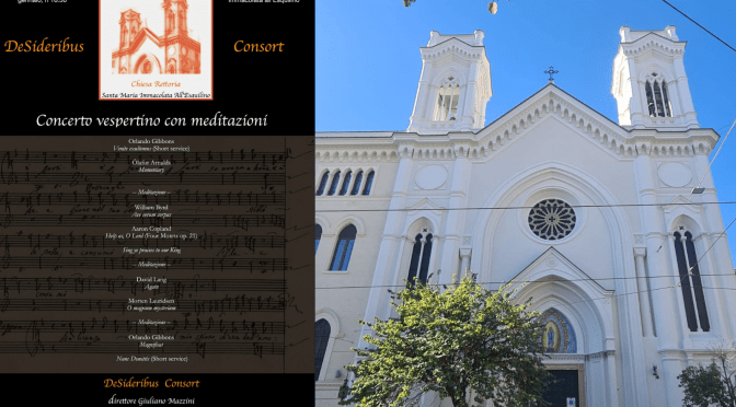 28/1/24 “Concerto vespertino con meditazioni” presso la Chiesa di Santa Maria Immacolata all’Esquilino