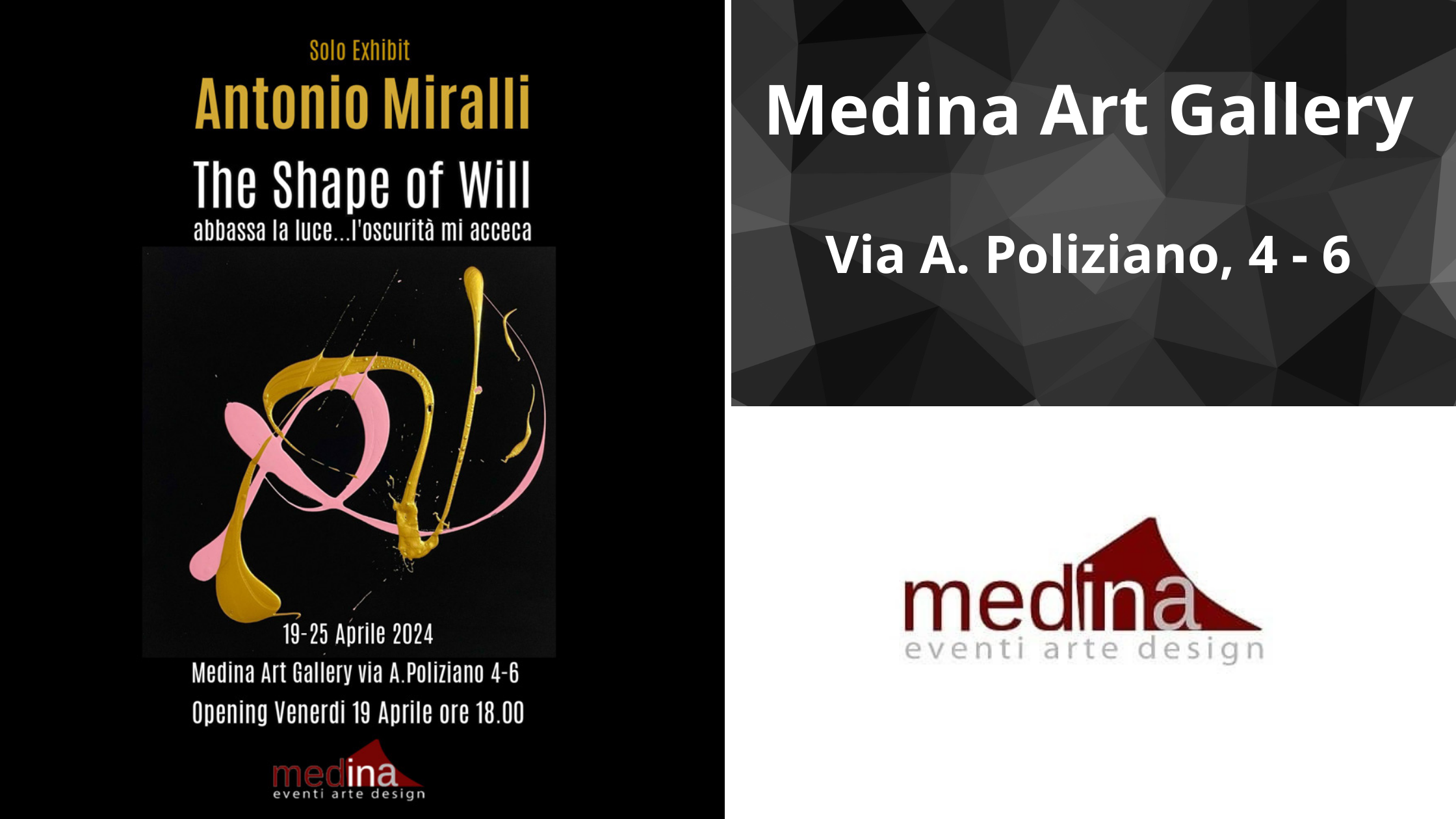 Dal 19 al 25/4/24 “Antonio Miralli – The Shape of Will” al Medina Art Gallery