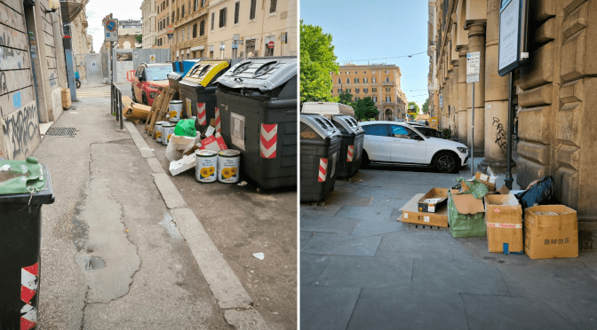 10/5/24 Sopralluogo con i responsabili dell’AMA e della ditta De Vizia per le vie dell’Esquilino per evidenziare i problemi ancora non risolti