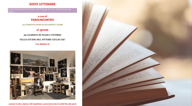 19/10/24 “Soste letterarie e musicali” nello Studio del pittore Giulio Xie a via Bixio, 41