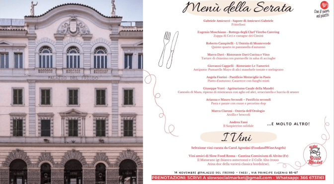 14/11/24 Serata di gusto e solidarietà al Palazzo del Freddo – Fassi. Prenotazione obbligatoria