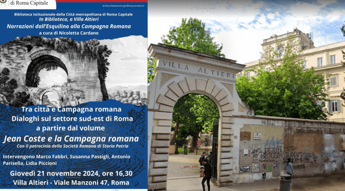 21/11/24 “Presentazione del libro “Jean Coste e la Campagna romana” presso Villa Altieri