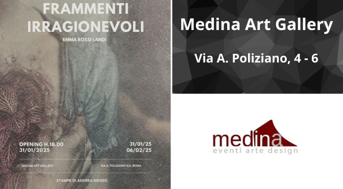 Dal 31/1 al 6/2/25 “Frammenti irragionevoli” Mostra  di Emilia Rossi Landi al Medina Art Gallery