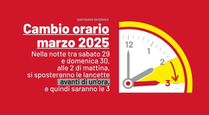 30/3/25 Torna l’ora legale