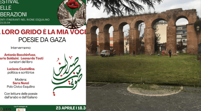 23/4/25 Presentazione del libro “Il loro grido è la mia voce” a Piazza Pepe