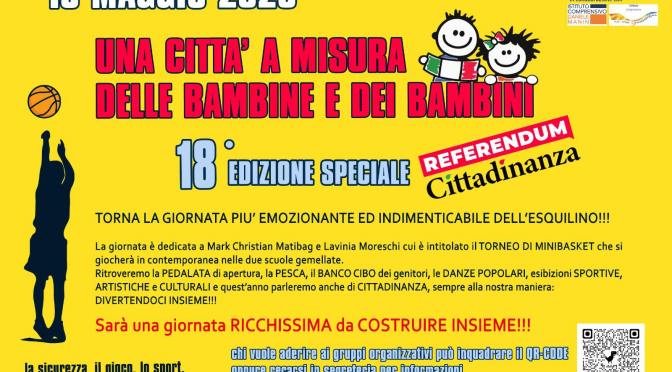 10/5/25 “Una città a misura delle bambine e dei bambini – 18* edizione speciale” presso la scuola Di Donato