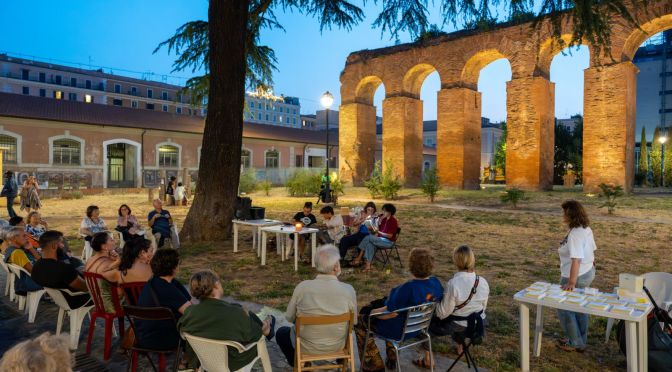 Alcuni momenti del secondo appuntamento di “Musica e parole al tramonto a Piazza Pepe Esquilino” del 13/6/25