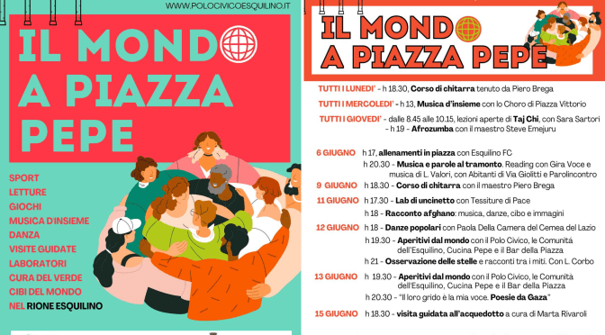 “Il mondo a Piazza Pepe” dall’1 al 15/6/25