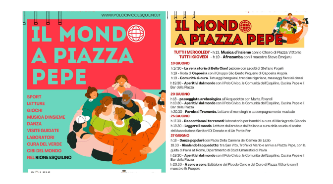 “Il mondo a Piazza Pepe” dal 16 al 30/6/25