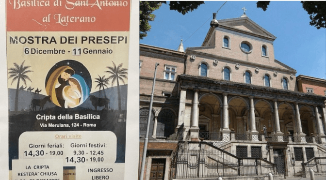 Dal 6/12/25 all’11/1/26 “Mostra dei presepi” nella cripta di Sant’Antonio al Laterano