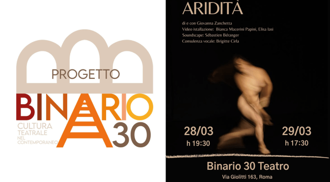 28 e 29/3/26 “Aridità” al Teatro Binario 30