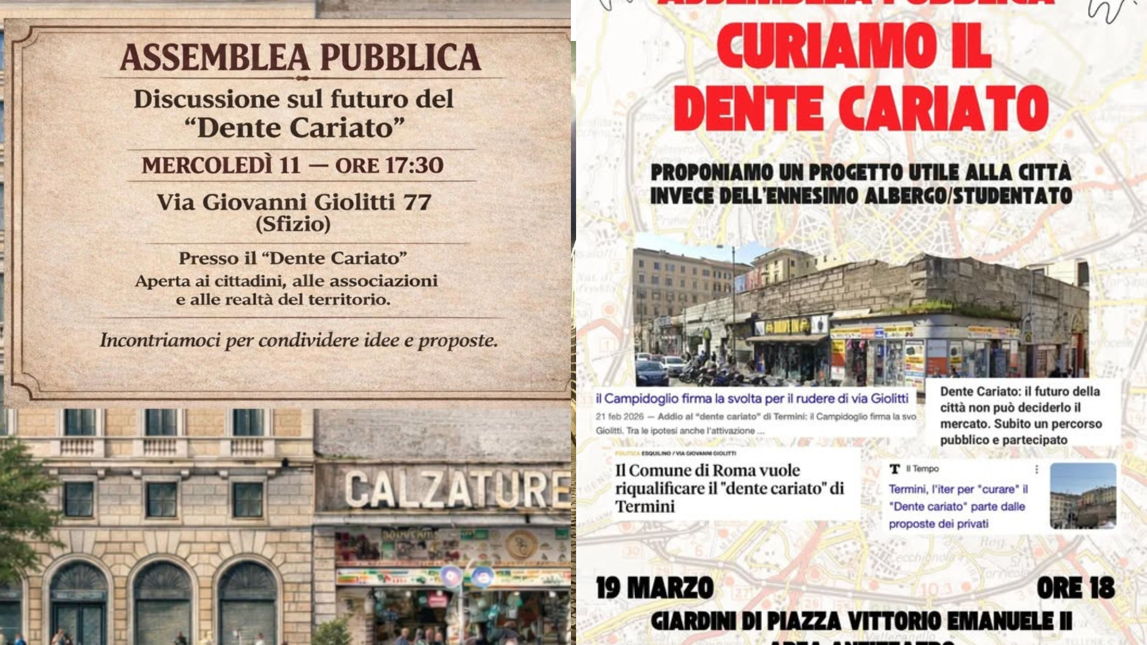 Il “Dente Cariato” a via Giolitti improvvisamente (o quasi) al centro di grande interesse da parte delle istituzioni e dei cittadini. Due assemblee pubbliche l’11 e il 19/3/26