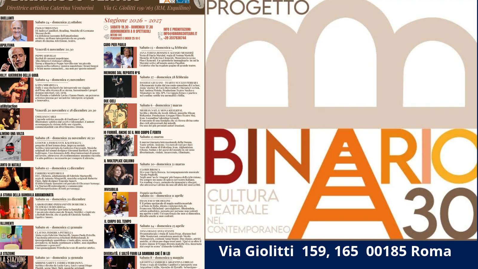 Teatro Binario 30 – La stagione 2026/27